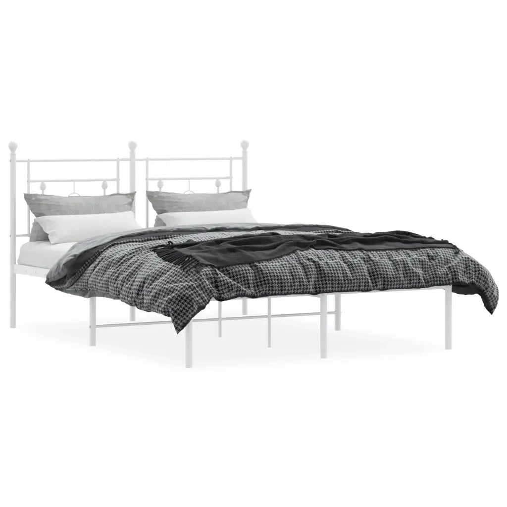 Giroletto con Testiera-Struttura Letto con testiera Metallo Bianco 135x190 cm 211658