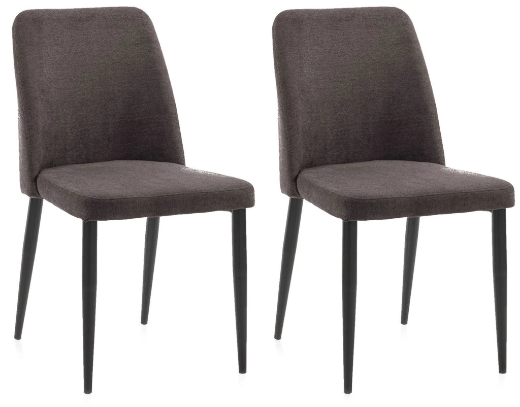Set 2 Sedie 46x52x87 cm in Microfibra Marrone