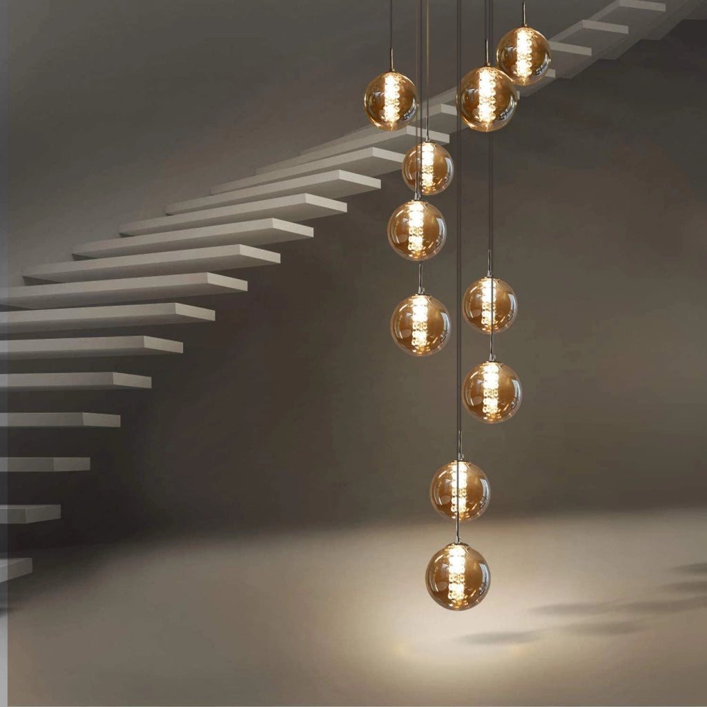 ZMH Lampada a sospensione a LED in vetro regolabile in altezza per soggiorno e sala da pranzo