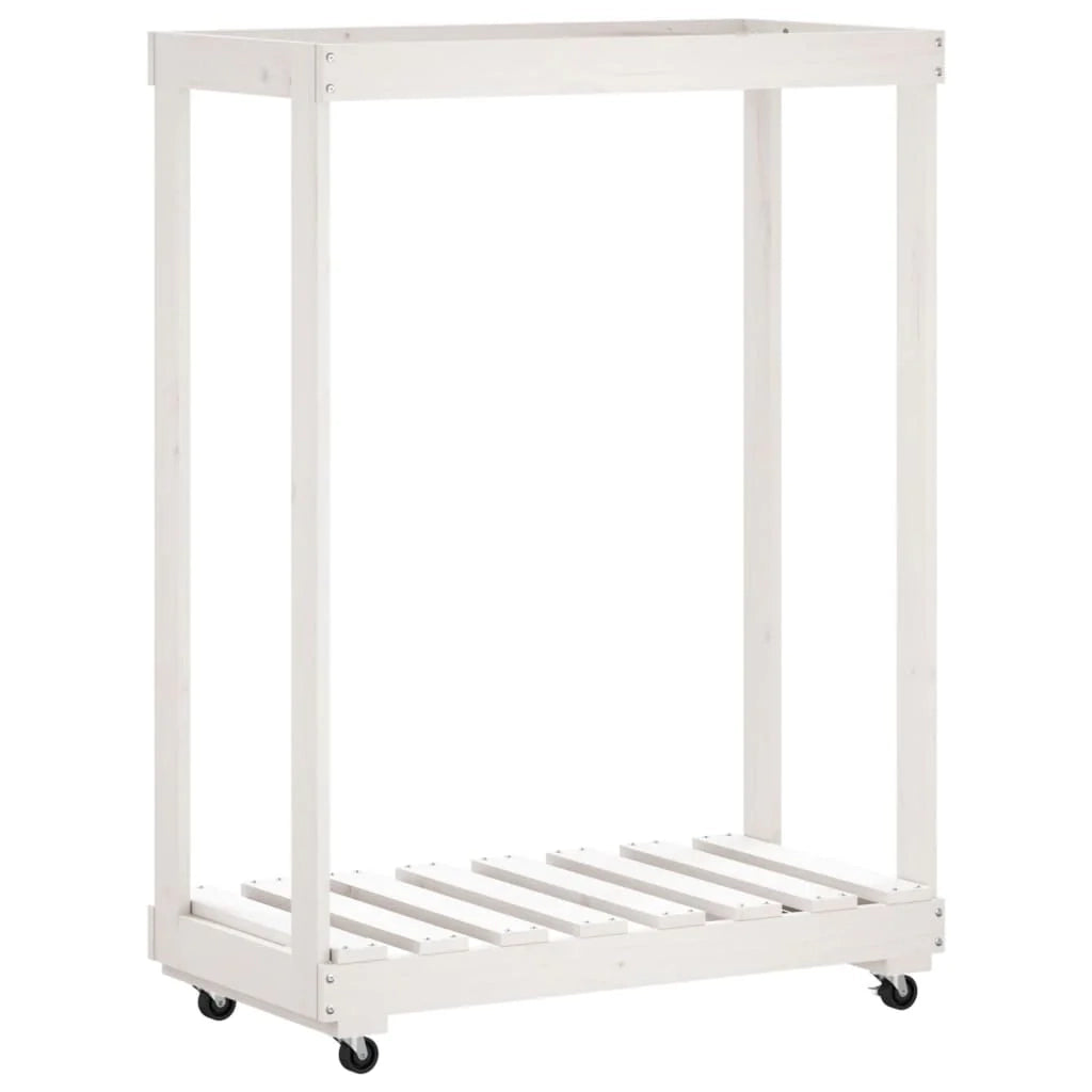 Portalegna con ruote 76,5 x 40 x 108 cm legno massello di pino bianco 02_0043804