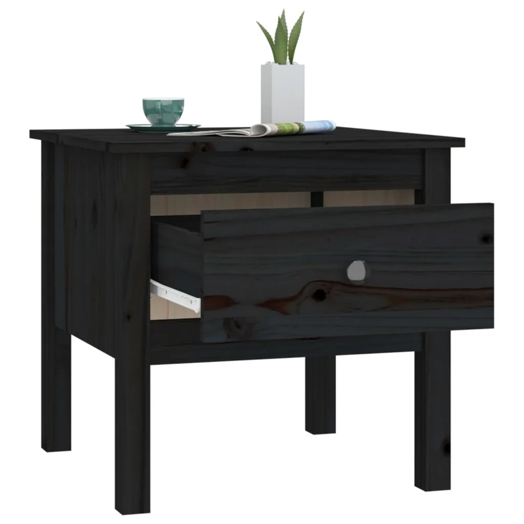 Tavolini 2 pz Neri 50x50x49 cm in Legno Massello di Pino 813803