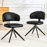 Set di 2 sedie da pranzo girevoli 360° in PU nero
