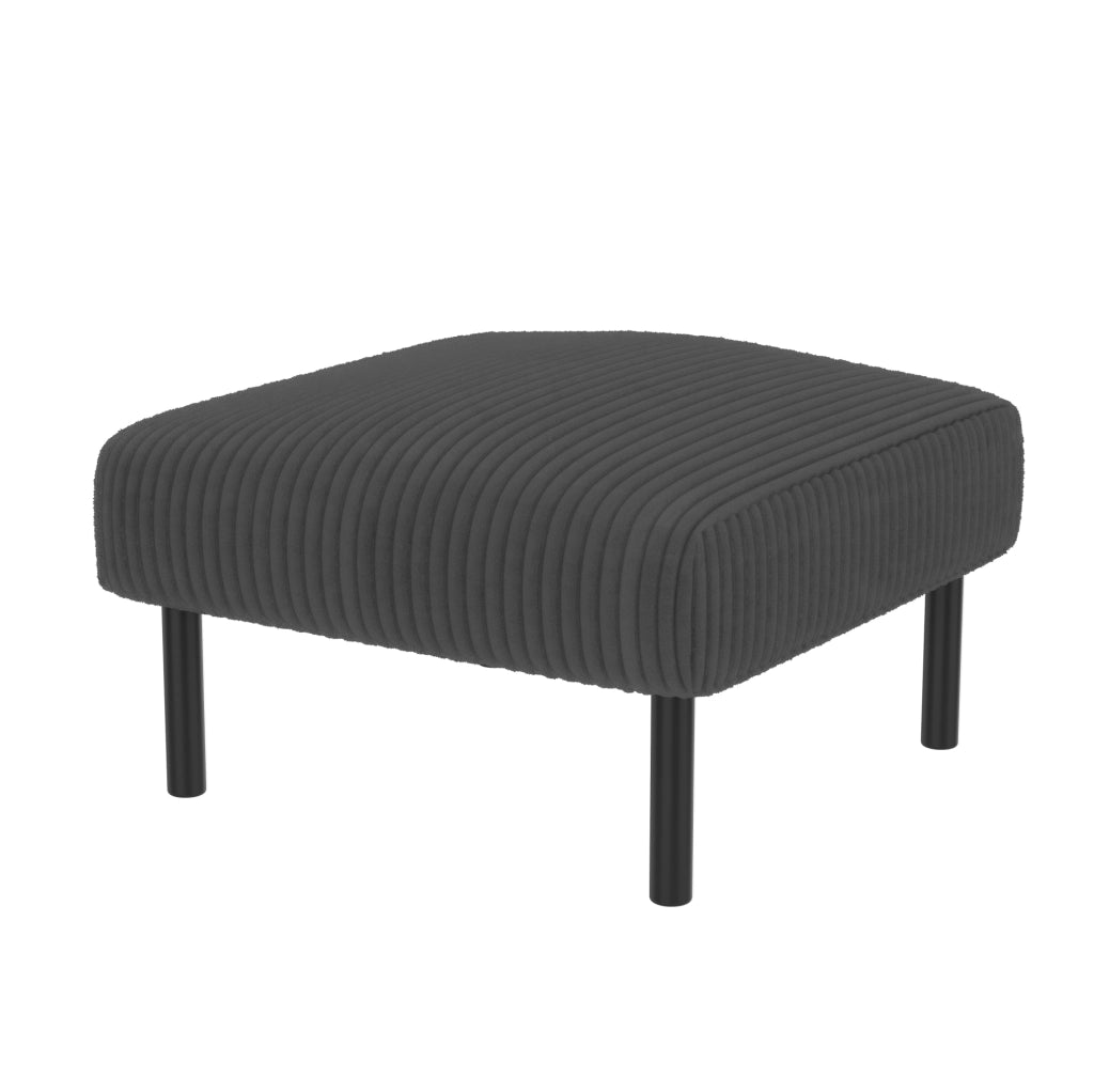 Pouf in velluto a coste grigio con struttura in metallo