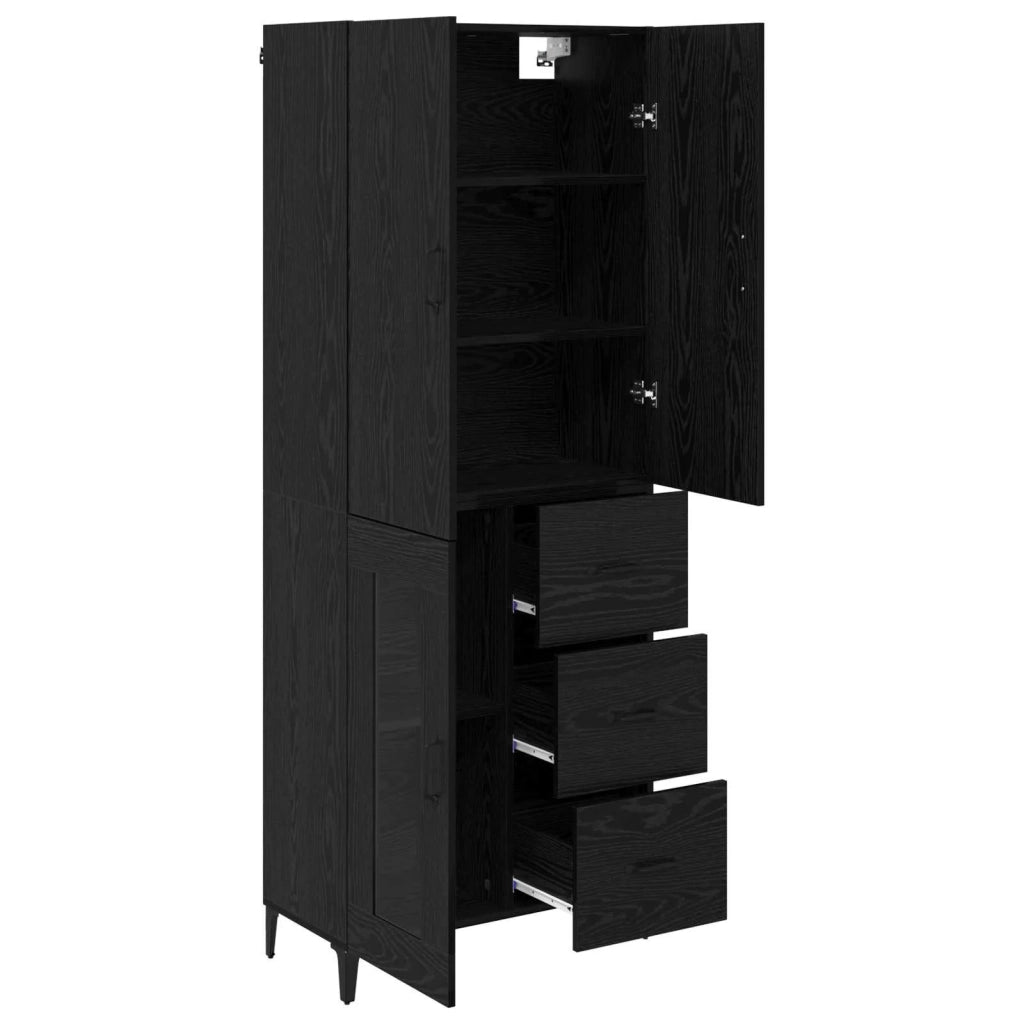 Credenza Rovere Nero 69,5 x 34 x 180 cm Legno multistrato