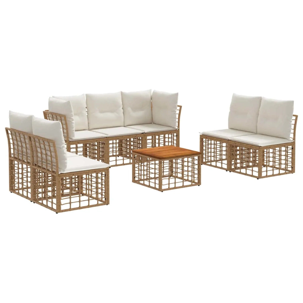 Set di divani da esterno 8 pcs Naturale e Bianco Crema 3437436