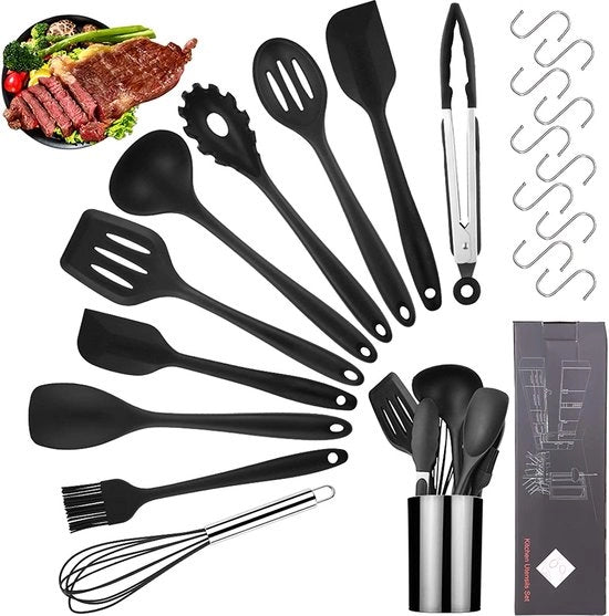 Set di cottura in silicone senza grasso, insieme di utensili da cucina - 11 pezzi