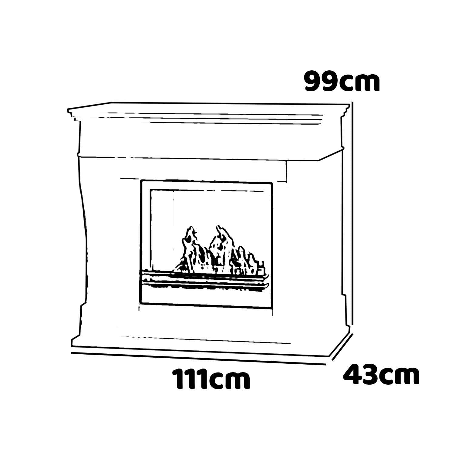 Washington - Camino a bioetanolo da terra 111x43xH99 cm, colore nero