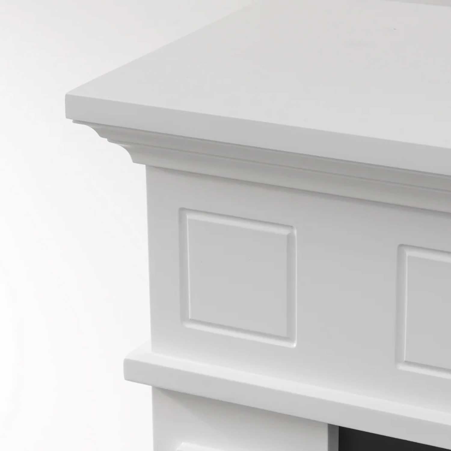 Jefferson - Camino a bioetanolo da terra in legno 89,5x28xH90,5 cm, colore bianco