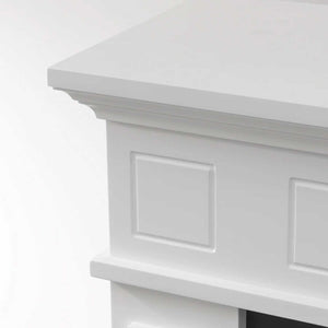 Jefferson - Camino a bioetanolo da terra in legno 89,5x28xH90,5 cm, colore bianco