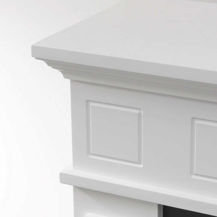 Jefferson - Camino a bioetanolo da terra in legno 89,5x28xH90,5 cm, colore bianco