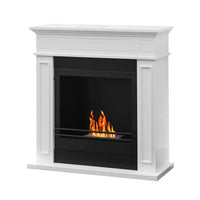 Jefferson - Camino a bioetanolo da terra in legno 89,5x28xH90,5 cm, colore bianco