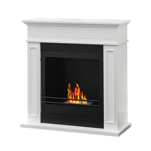 Jefferson - Camino a bioetanolo da terra in legno 89,5x28xH90,5 cm, colore bianco