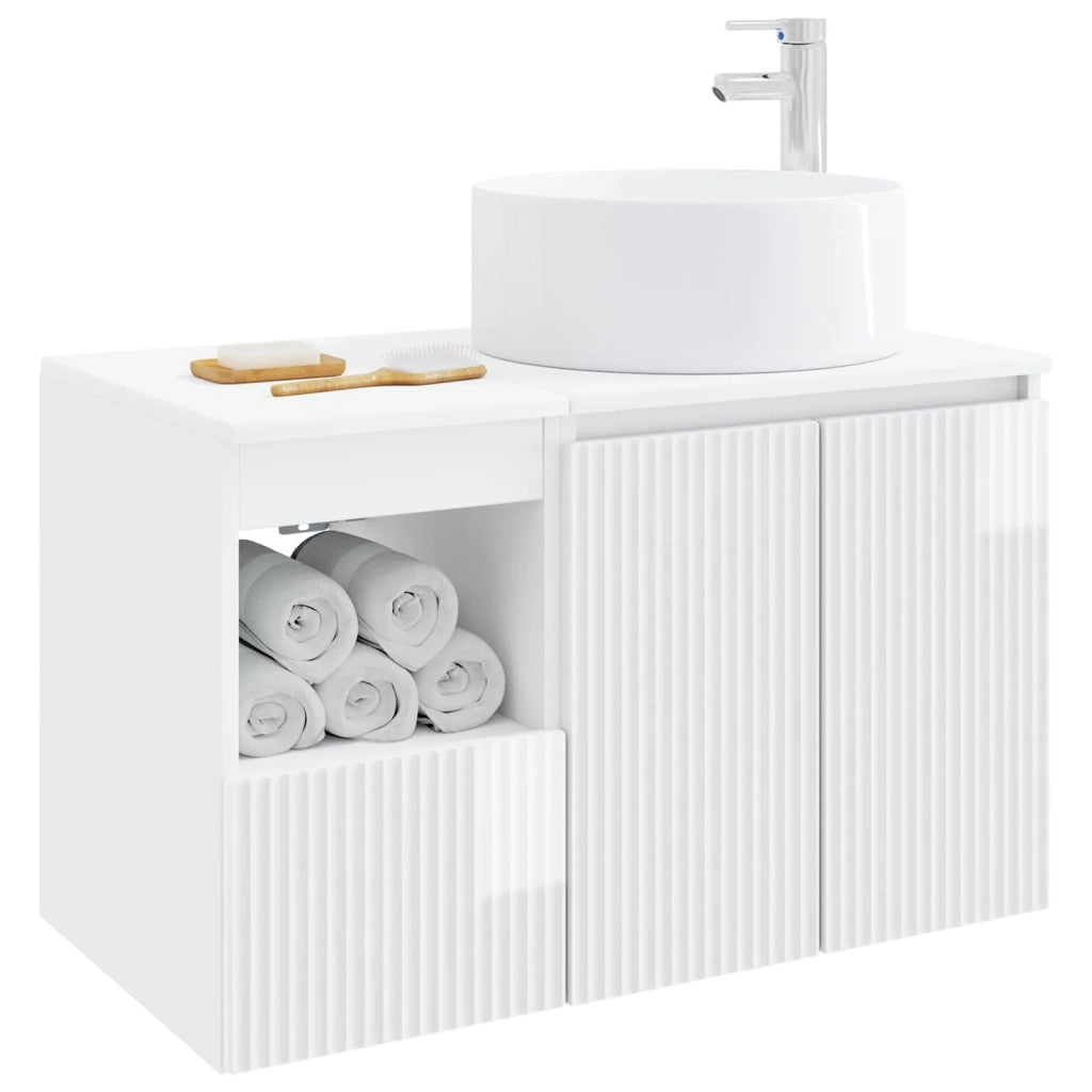 Set di mobili per il bagno 2 pz Bianco Lucido 3404108