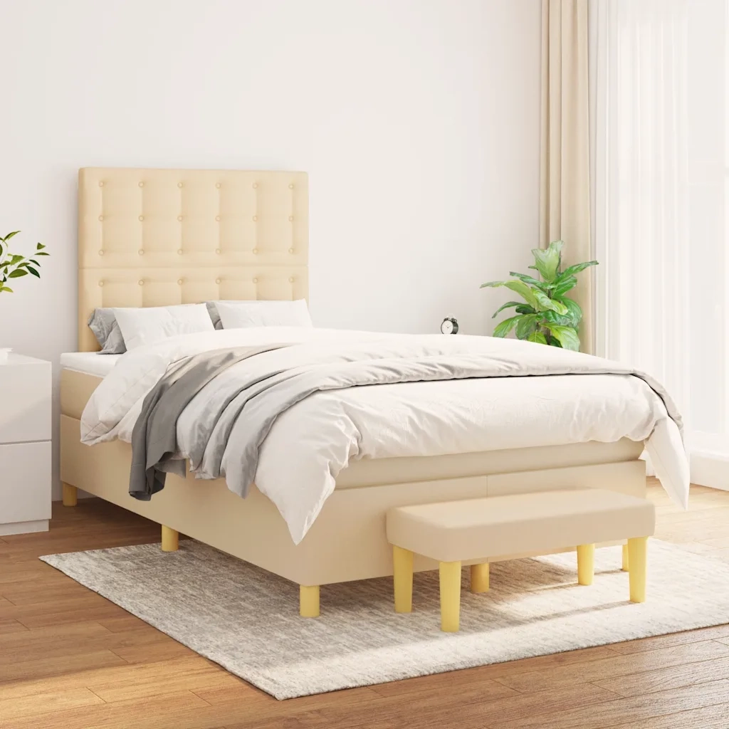 Giroletto a Molle con Materasso Crema 120x190 cm in Tessuto 3270437
