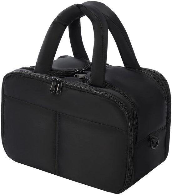 Borsa di viaggio per donne, grande borsa cosmetica con separazione per prodotti secchi e umidi, borsa di viaggio con maniglia per articoli di toilette e accessori, organizzatore di borsa di make-up pieghevole
