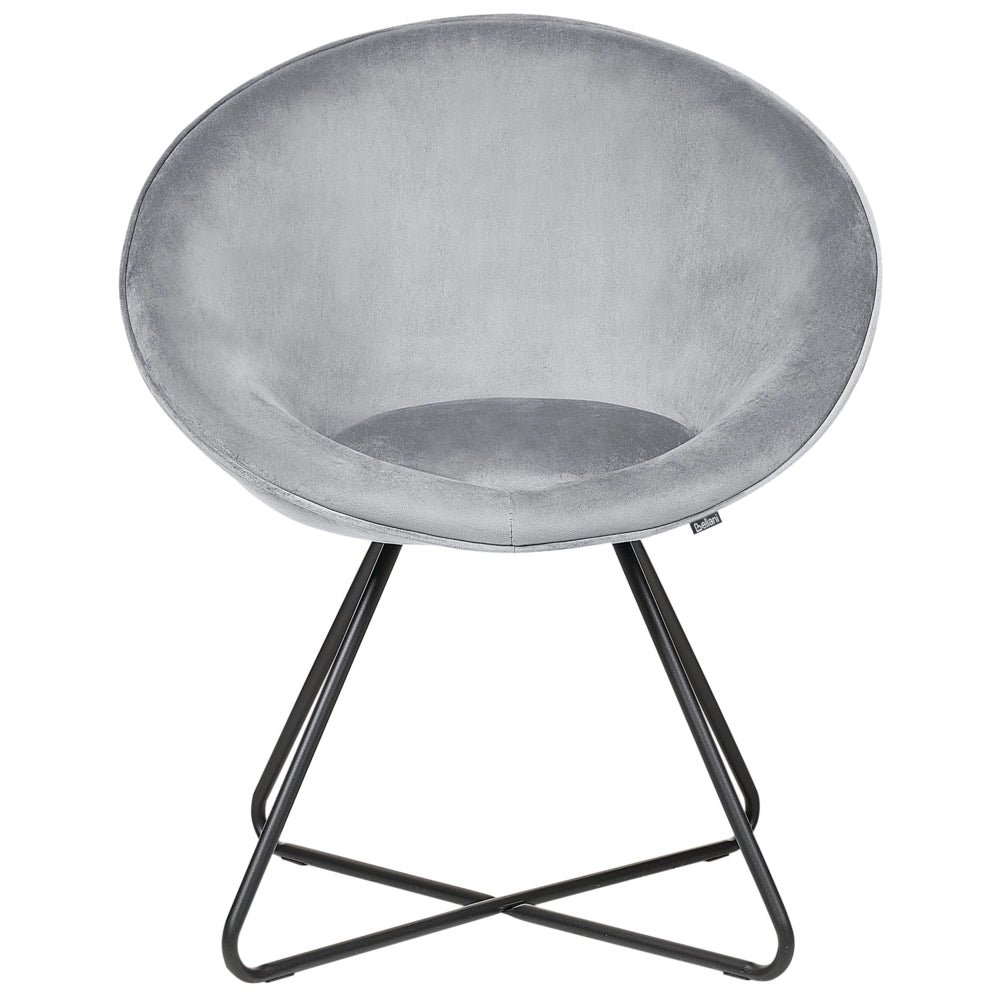 Sedia da salotto Grigio Chiaro Rivestimento in velluto Seduta rotonda Retro Minimalista