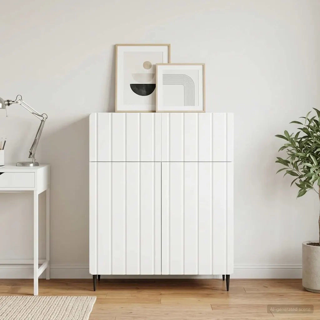 Credenza Bianco Lucido 66 x 34,5 x 92 cm Legno ingegnerizzato 894409