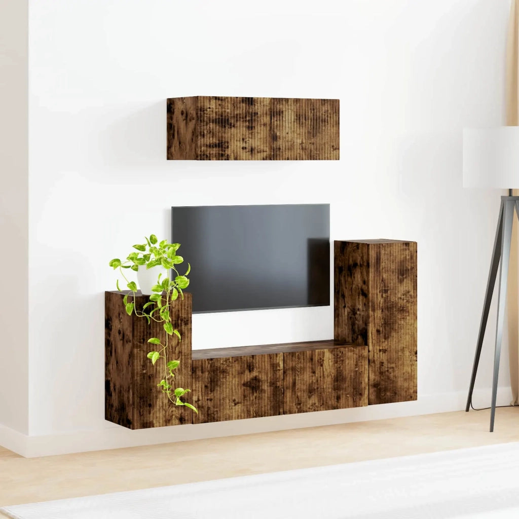 Set mobile TV 4 pcs Rovere fumé Legno multistrato