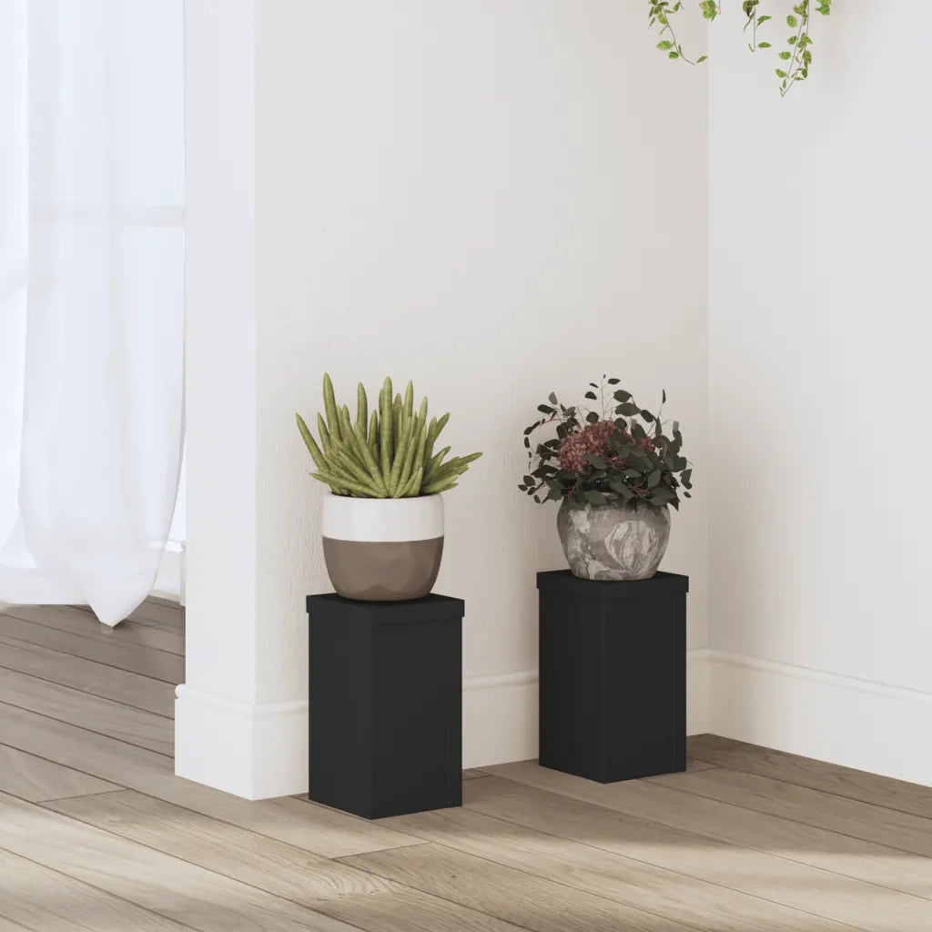 Supporti per piante | Sostegno per piante 2 pz Neri 10x10x18 cm Legno Multistrato