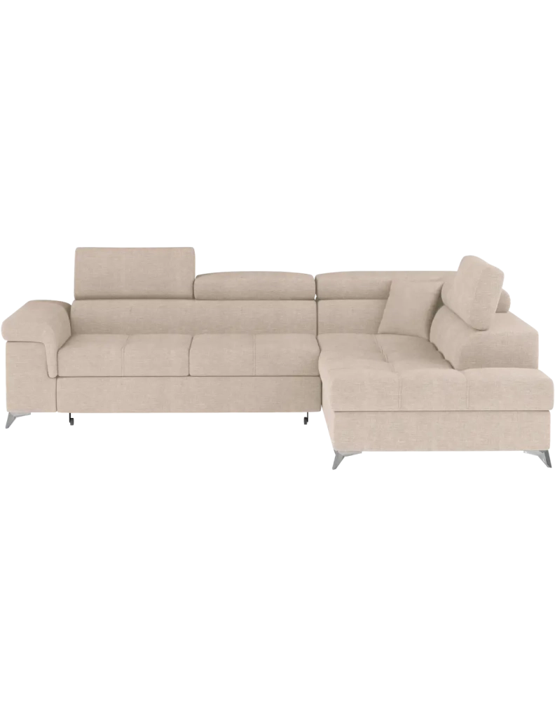 Divano angolare convertibile PALAZZO 4 posti beige – angolo destro con baule