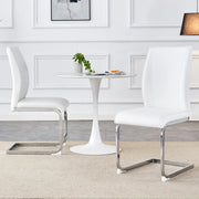 Sedia da pranzo con Schienale Ergonomico e Piedini Antiscivolo in Metallo e PU Bianco Argento