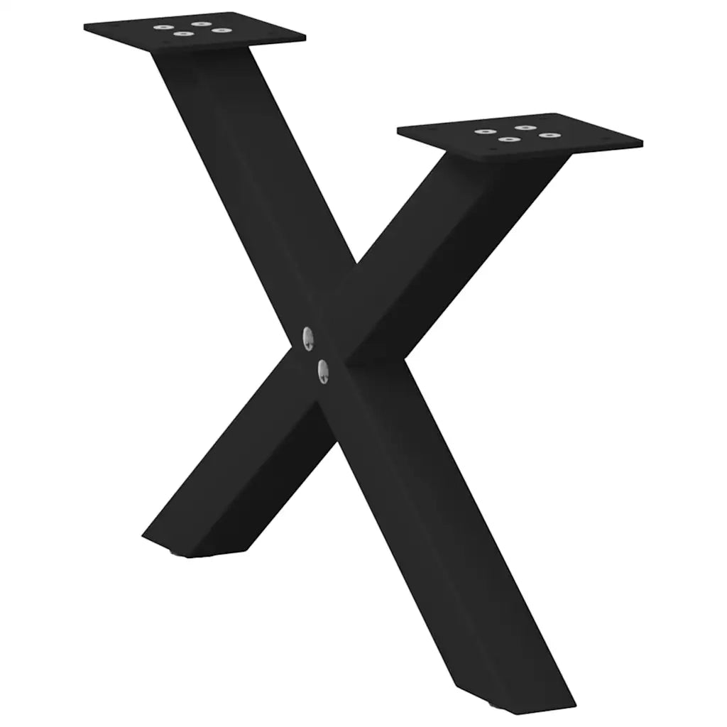 Gambe per Tavolino da Caffè a Forma di X 2 pz Nere 60x(30-31) cm Acciaio 4012880