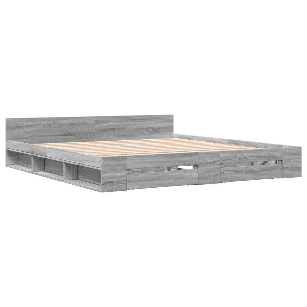 Giroletto Cassetti Grigio Sonoma 200x200 cm Legno Multistrato