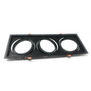 Trade Shop - Portafaretti Incasso Triplo Per Faretto Ar111 Rettangolare Orientabile P-ar111-3 - Nero