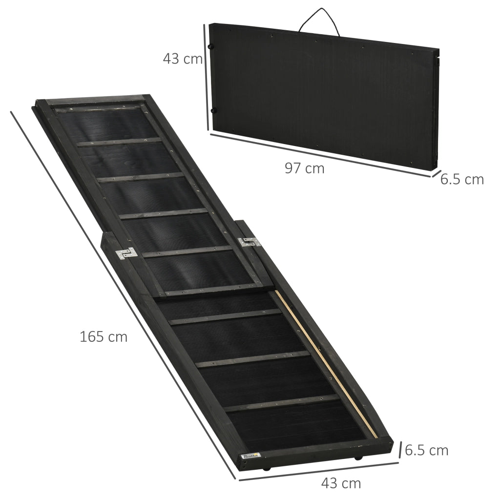 Rampa per Cani Pieghevole in Legno ¨C Zephmum ¨C Nero 43x165x6.5cm