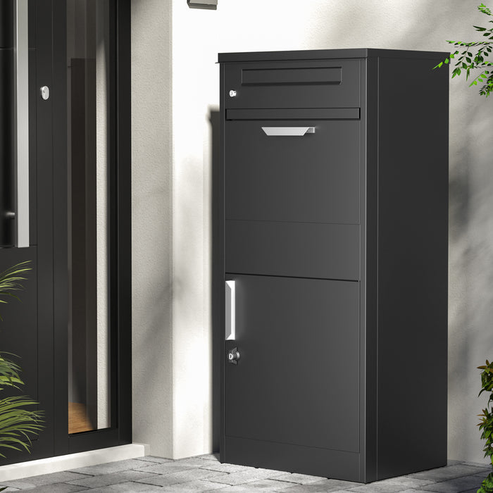 Cassetta postale per pacchi nera 500 x 370 x 1120 mm Portapacchi con serratura