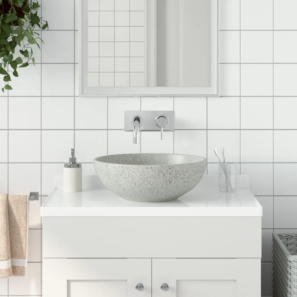 Lavabo da Appoggio Grigio Rotondo ¦µ41x14 cm Ceramica CFW7851990