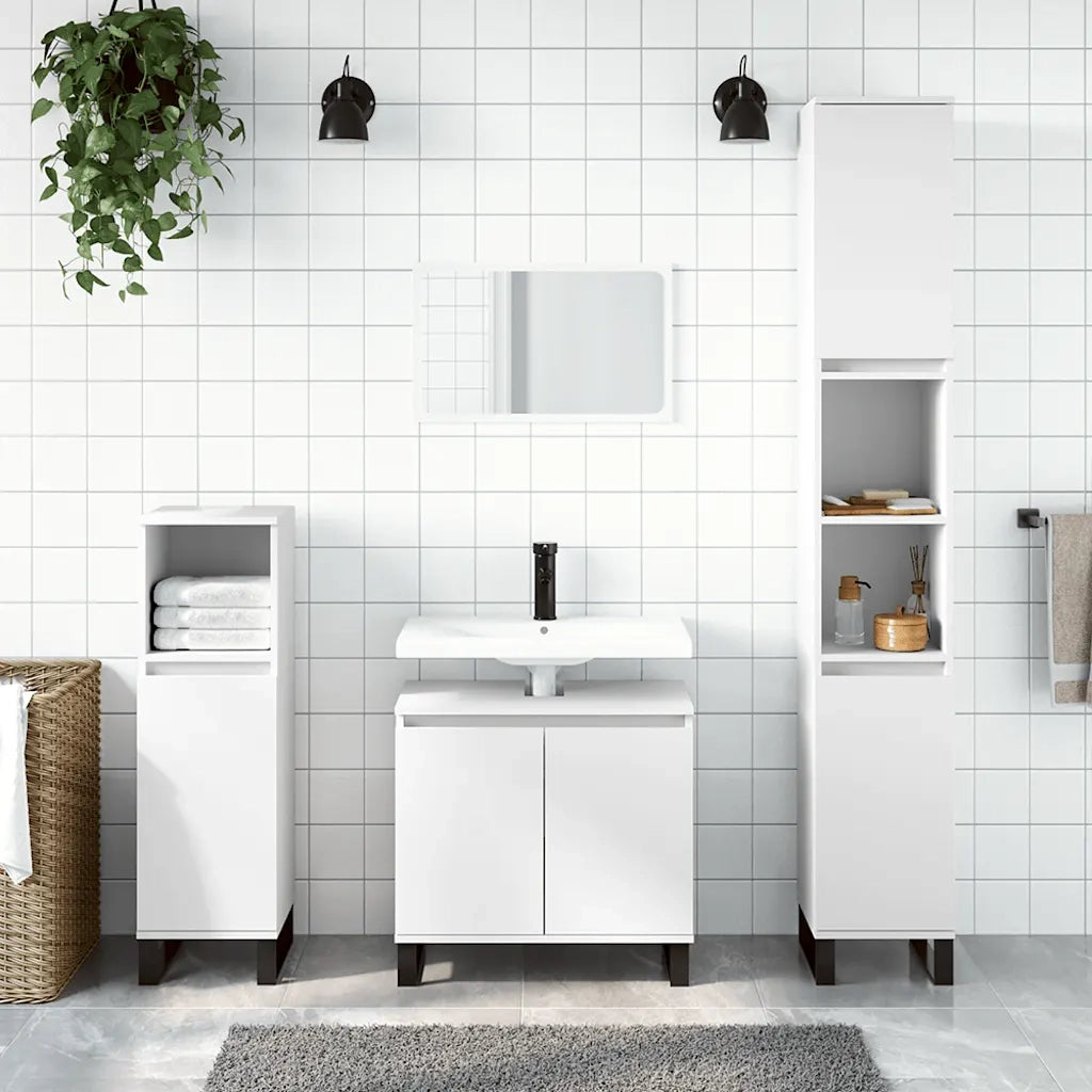 vidaXL Mobile da Bagno Bianco 58x33x60 cm in Legno Multistrato