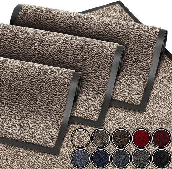 Tappeto di ingresso Beige Grigio 90x150 cm | Tappeto Acquapligabile e Lavabile, Resistente e Anti-slip per Porta, Hall, Ingresso, Cucina, Camera