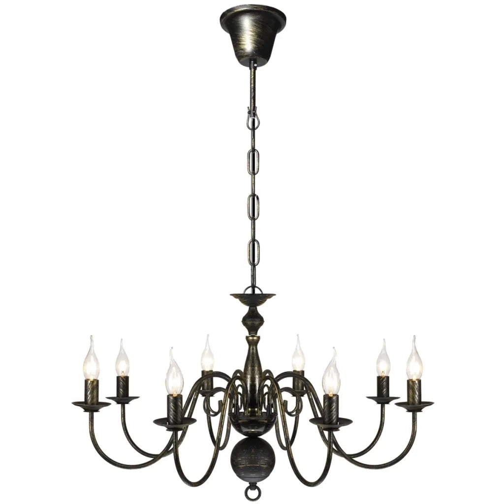 Elegante lampadario classico in metallo per soggiorno 80 x 45 cm finitura anticata stile residenziale in metallo nero anticato 02_0046251
