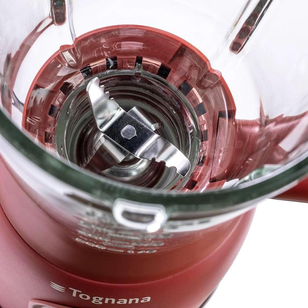 Frullatore Mixer con Bicchiere in Vetro Iridea Rosso 300 Watt Tognana