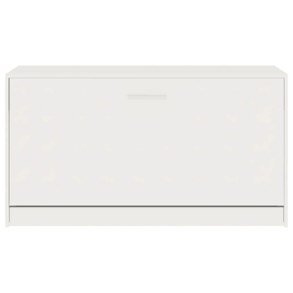 Panca portascarpe/stivali cassettiera mensola mobiletto portaoggetti per ingresso finitura lucida 80 x 24 x 45 cm legno ingegnerizzato bianco 02_0022904