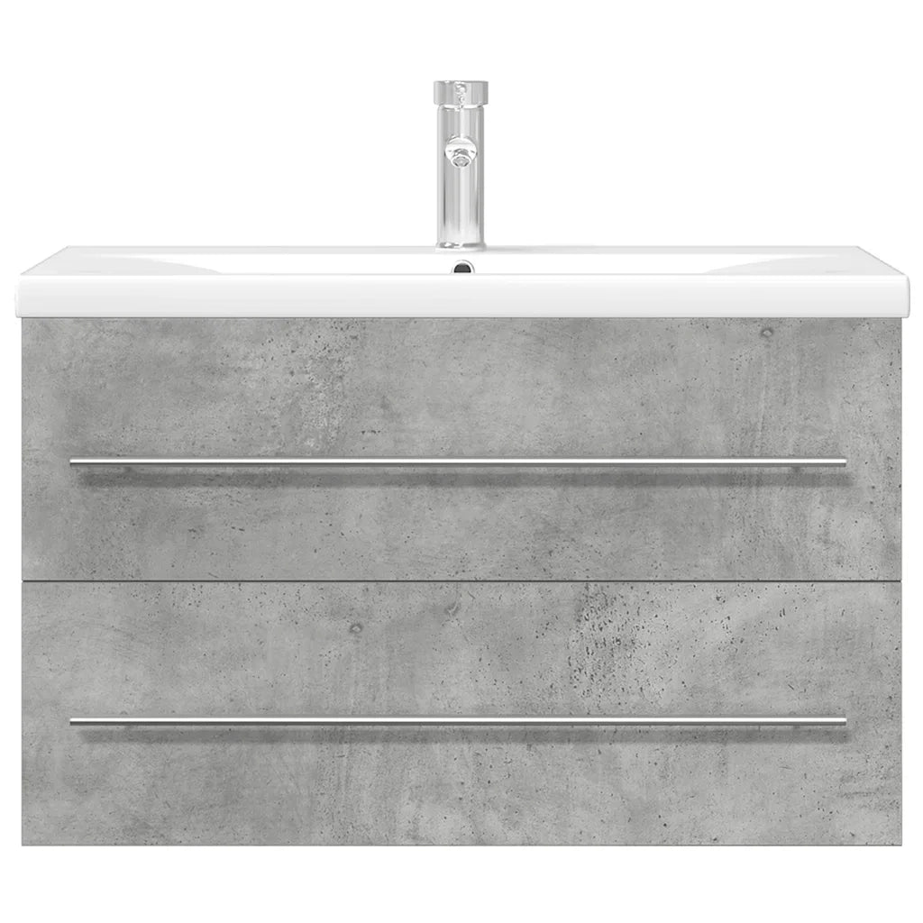 Set Mobili da Bagno 2 pz Grigio Cemento in Legno Multistrato
