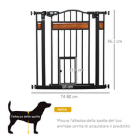 Cancelletto Sicurezza Regolabile per Cani 74-80 cm con Chiusura Automatica Nero