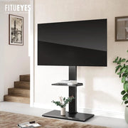 Supporto per TV regolabile in altezza e rotante con piede in acciaio per TV da 50 a 85 pollici fino a 50kg - Massimo VESA 800x400mm - Supporto per TV nero con ruote