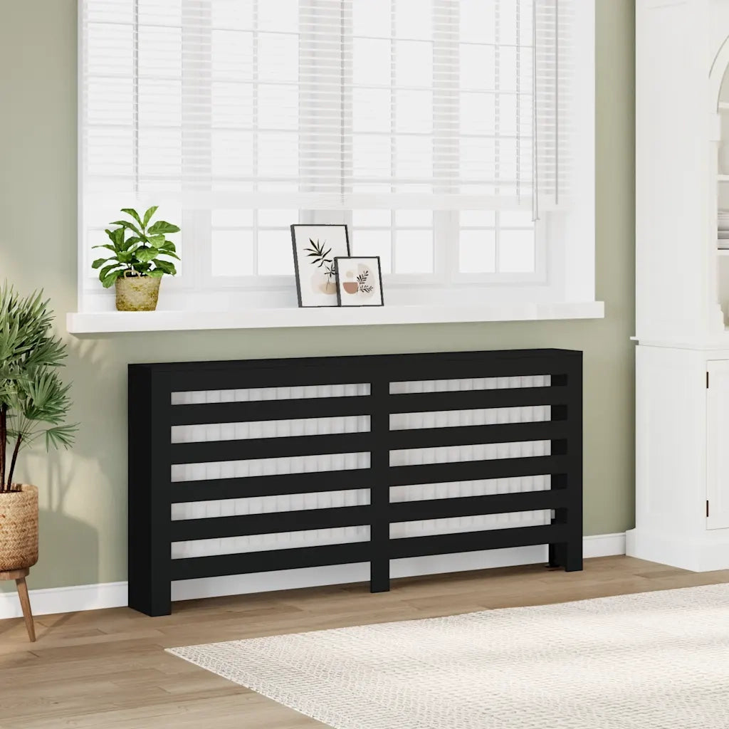 vidaXL Copertura Termosifone Nera 175x20x82 cm in Legno Multistrato