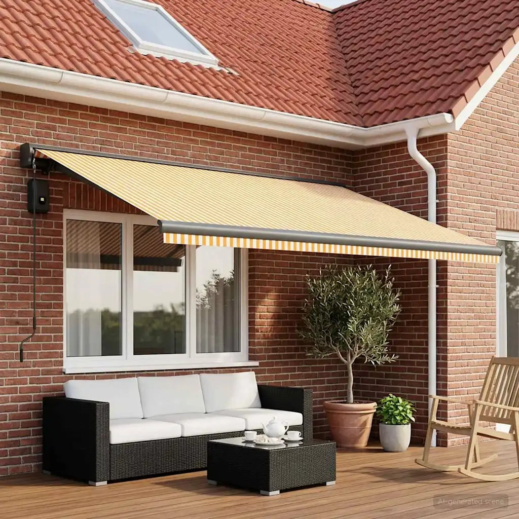 Telo di ricambio per tenda da sole Giallo e Bianco 450 × 300 cm
