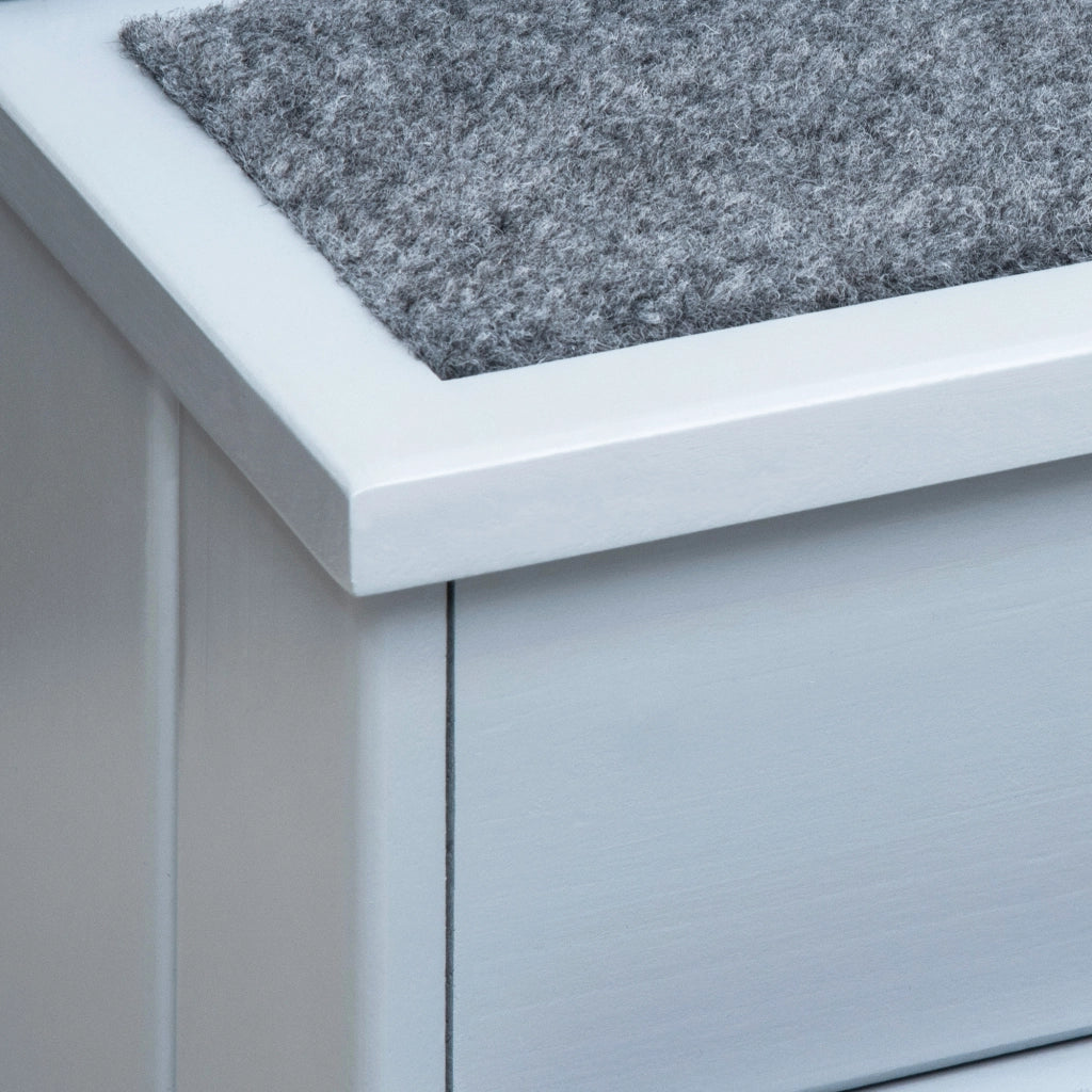 Scala per animali domestici a 3 gradini con portaoggetti e feltro antiscivolo in legno grigio 40,5 × 44,5 × 38 cm