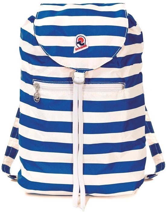 Zak da Giornata per Escursioni all'Aperto - Borsa per Donne, Uomini, con Cinturino - Ripiegabile 8 LT - Leggerissima, Bagaglio a Mano con Cerniera, Sacchetto a Strisce Blu/Bianco Minimo