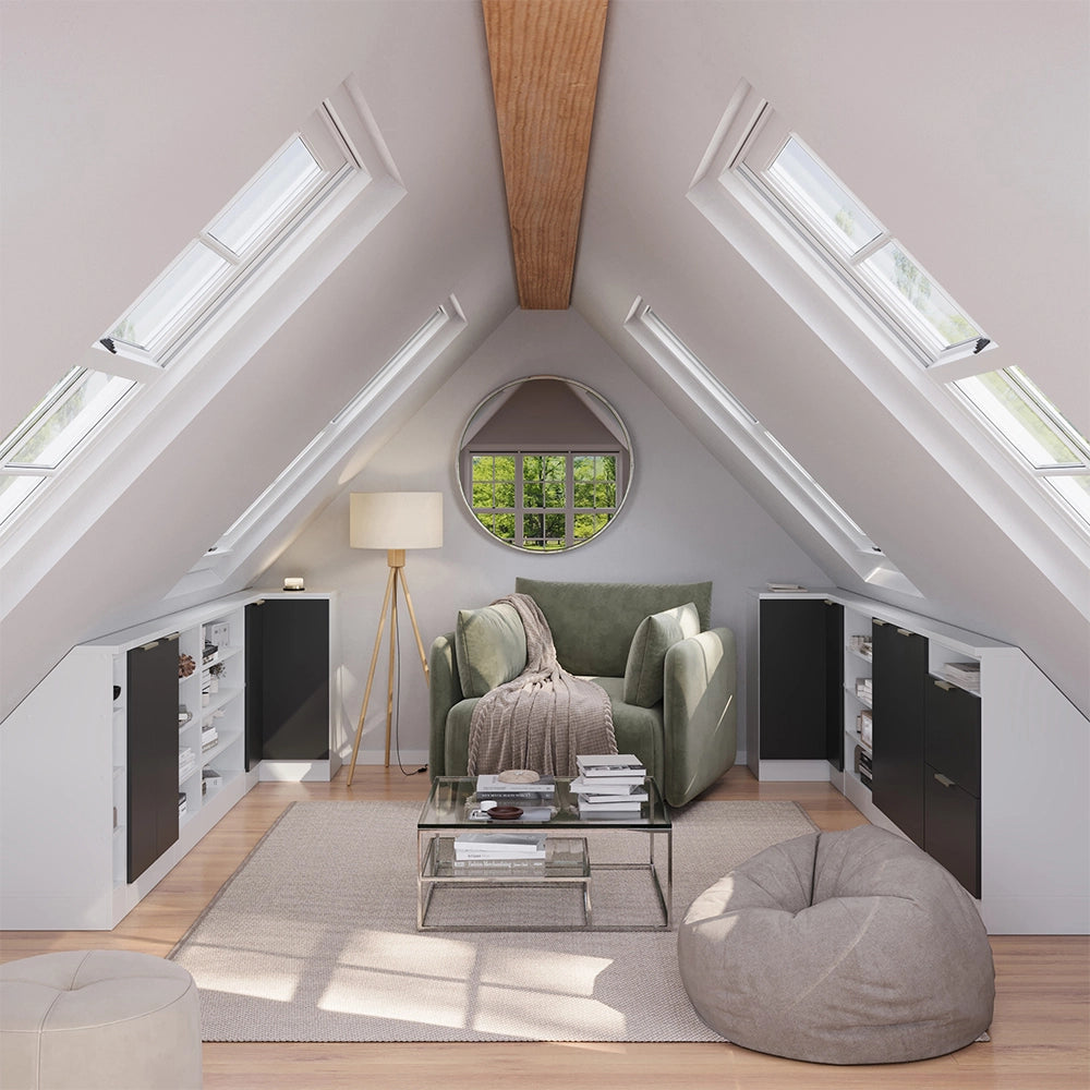 Mobile sottotetto Mobile angolare Rion Antracite-oro/Bianco 75.6 x 83.8 cm con 1 porta Vicco