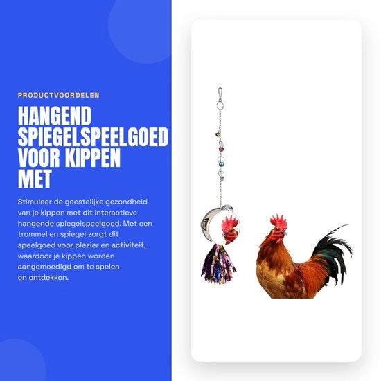 Giocattolo per uccelli interattivo - Riflettore oscillante - Riflettore a tamburo - Diversione illuminata - Per galline/pappagalli - Con gancio e campanello - Giocattolo per uccelli