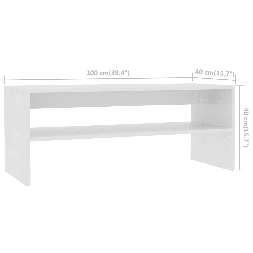 Tavolino da Salotto Bianco 100x40x40 cm in Legno Multistrato 800126