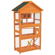 Voliera per uccelli giochi per pappagalli in legno ¨C zephmum ¨C 92x52x171 cm arancione
