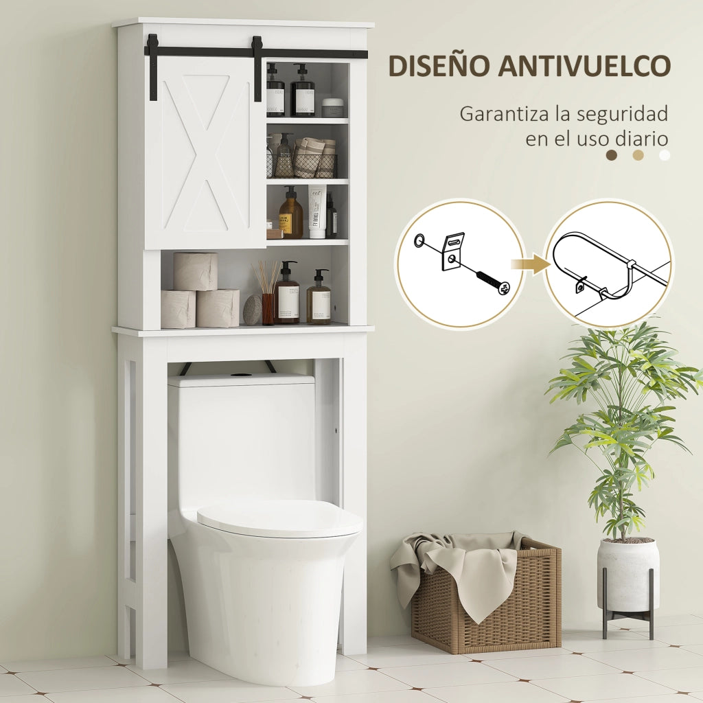 Mobile Bagno Sospeso con Ante Scorrevoli e 6 Scomparti ¨C Zephmum ¨C 67x25x172 Bianco