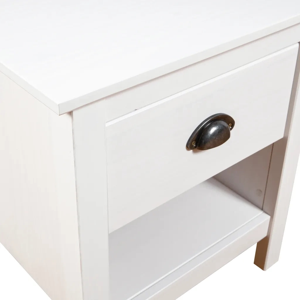 Set di 2 Comodini | Armadio da Notte | Mobiletto da notte Hill 46x35x49,5 cm Legno Massello di Pino