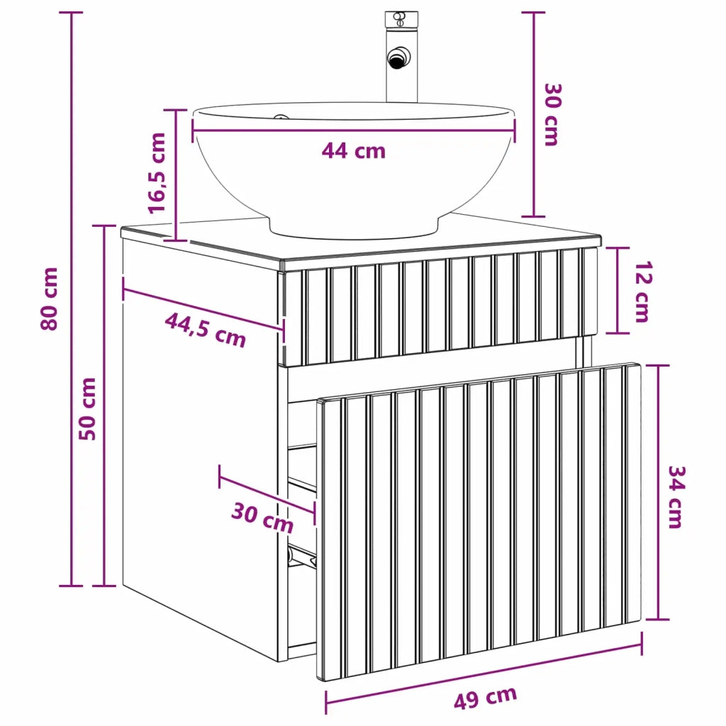 Mobile lavabo da parete Bianco Lucido 49 x 44,5 x 66,5 cm 890606